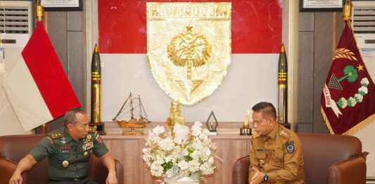 Silaturahmi, Pj Gubernur Sulsel Prof Fadjry Djufry – Pangdam XIV Mayjen TNI Windiyatno Bahas Kerjasama Swasembada Pangan