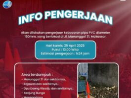 PDAM Kota Makassar gerak Cepat tangani Kebocoran Pipa di Jalan Manunggal