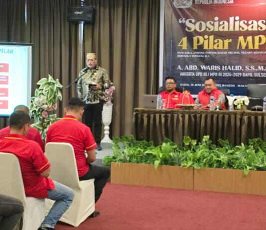 Senator Waris Halid Gandeng Depidar Soksi Sulsel Sosialisasi 4 Pilar MPR RI