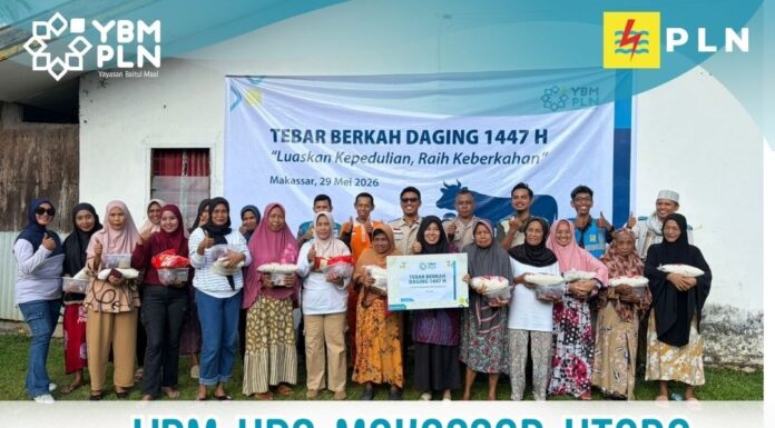 YBM PLN UP3 Makassar Utara Tebar Berkah Daging untuk 150 Warga di Balocci